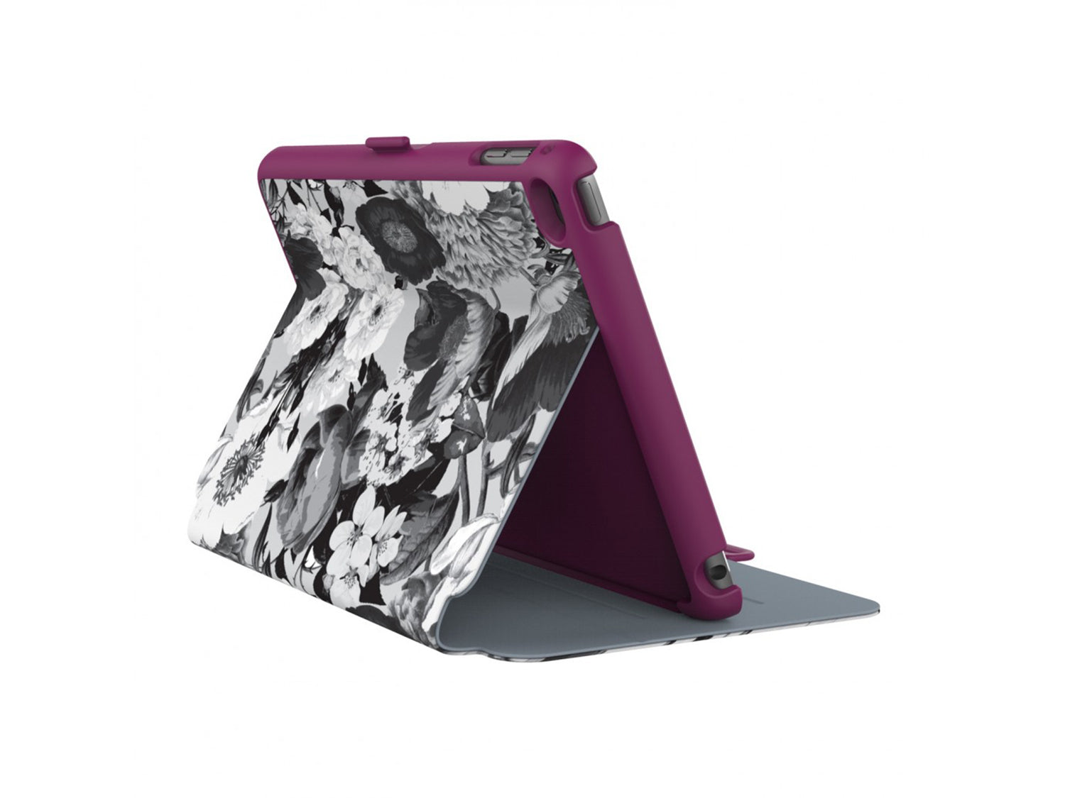 Speck iPad Mini 4 StyleFolio Vintage Bouquet Grey/Nickel Grey/Boysenberry Purple