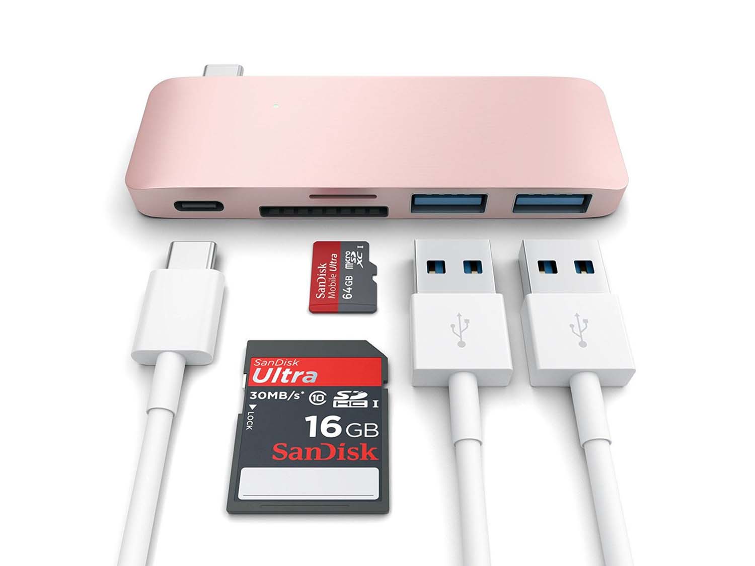 Satechi USB-C Pass Through USB Hub, Rose Gold