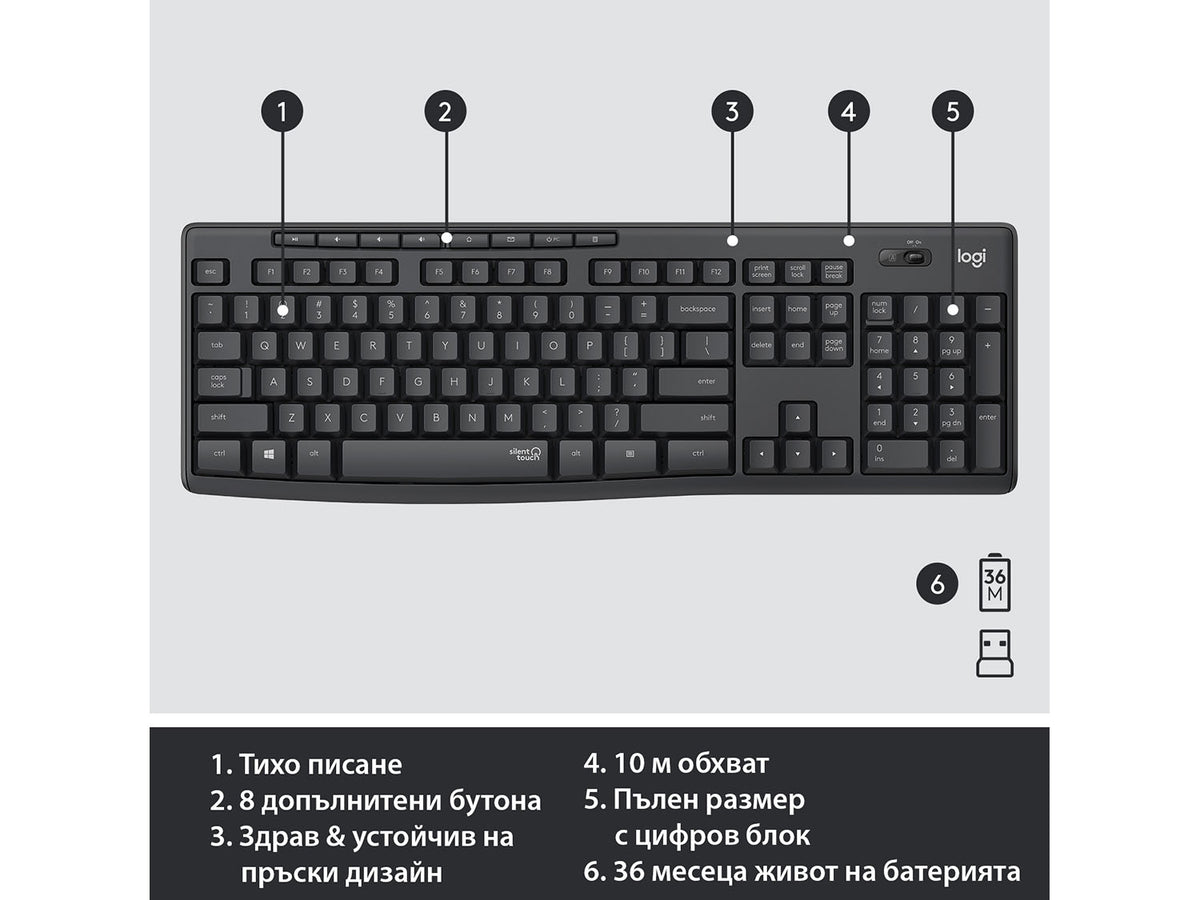 Logitech MK295 Silent Wireless Combo - GRAPHITE - US INTL