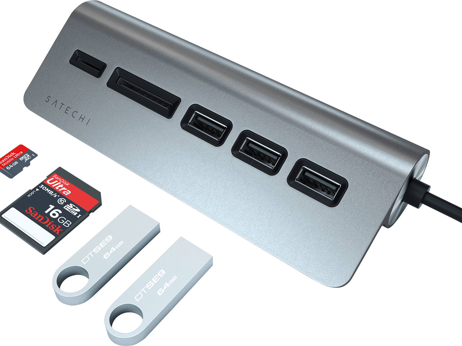 Satechi Aluminium TYPE-C USB Hub (3x USB 3.0,MicroSD) - Space Gray