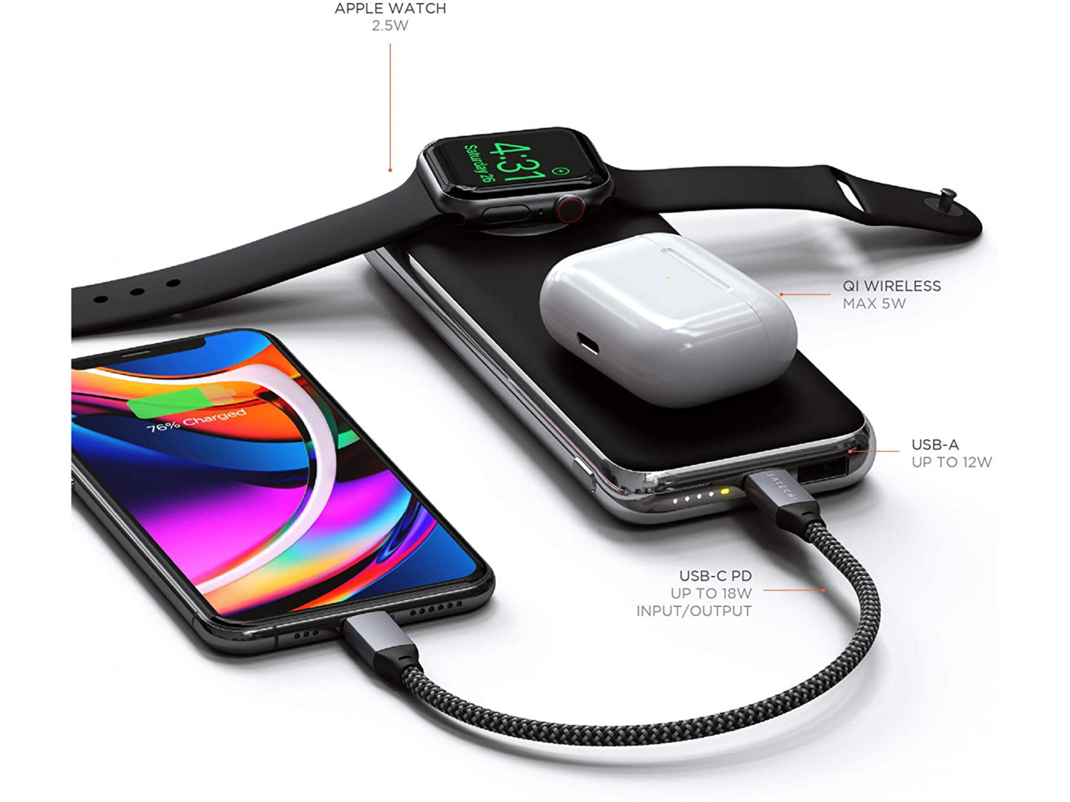 Satechi Quatro Wireless Power Bank - Space Grey