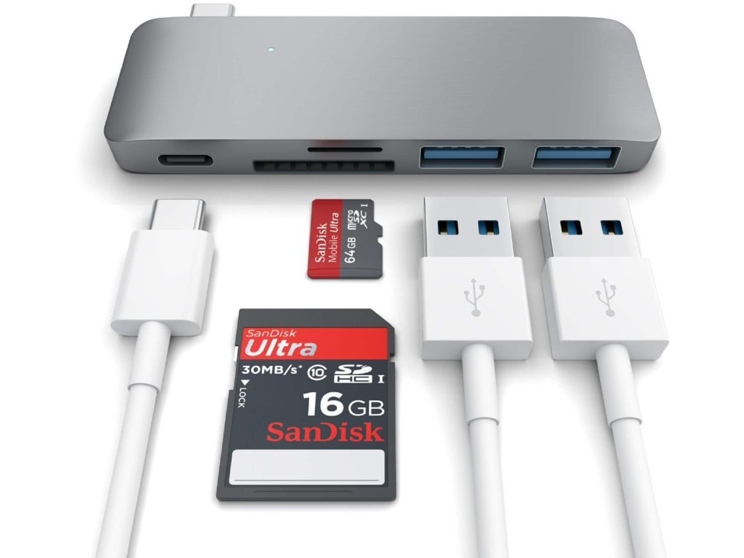 Satechi Aluminium TYPE-C Passthrough USB Hub - Space Grey