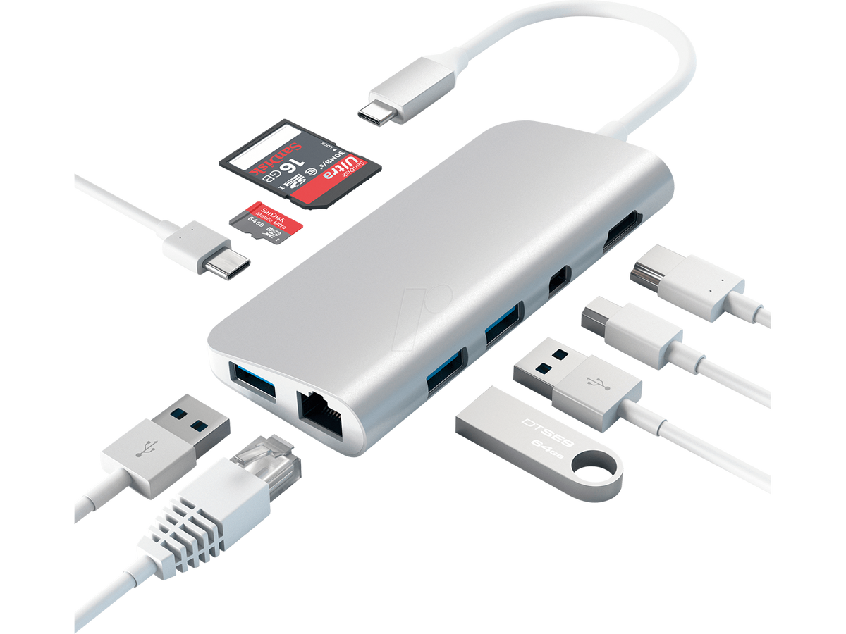 Satechi Aluminium TYPE-C Multimedia Adapter - Silver