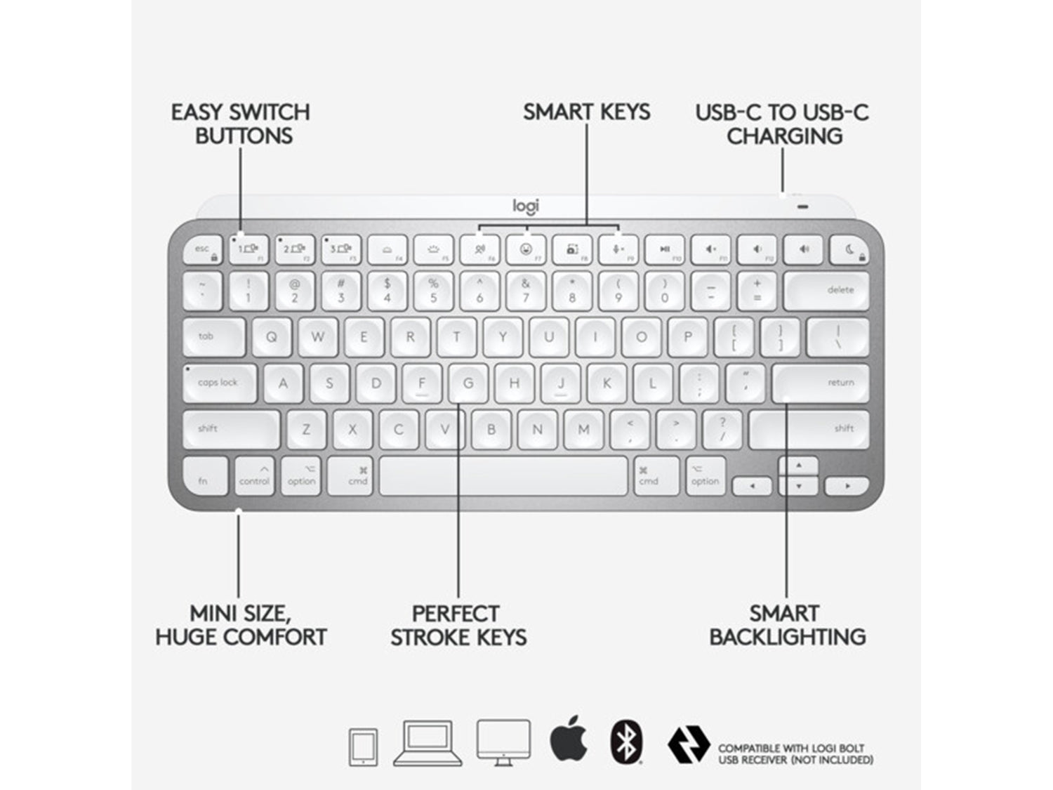 Logitech MX Keys Mini, US, PALE GREY