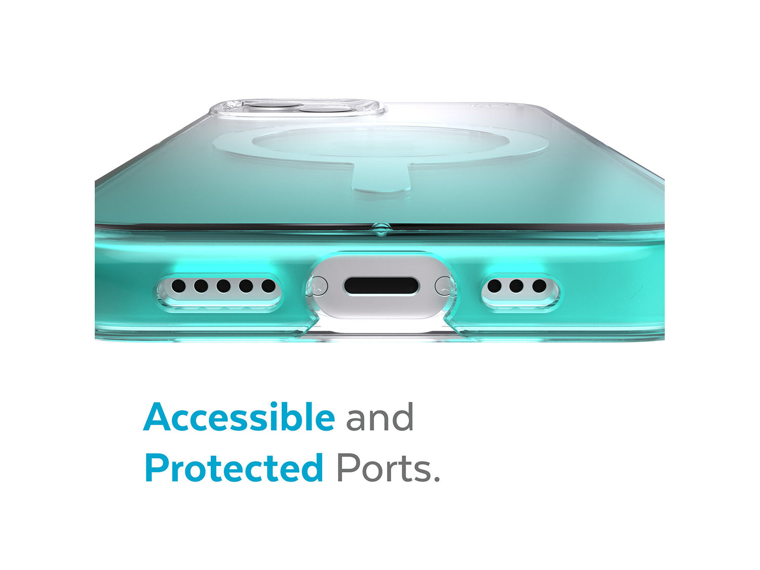 Speck iPhone 13 Presidio Perfect Clear Ombre + MS Clear/Fantasy Teal Fade