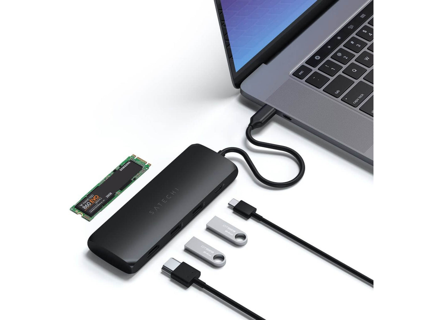 Satechi Aluminium USB-C Hybrid Multiport adapter, Black