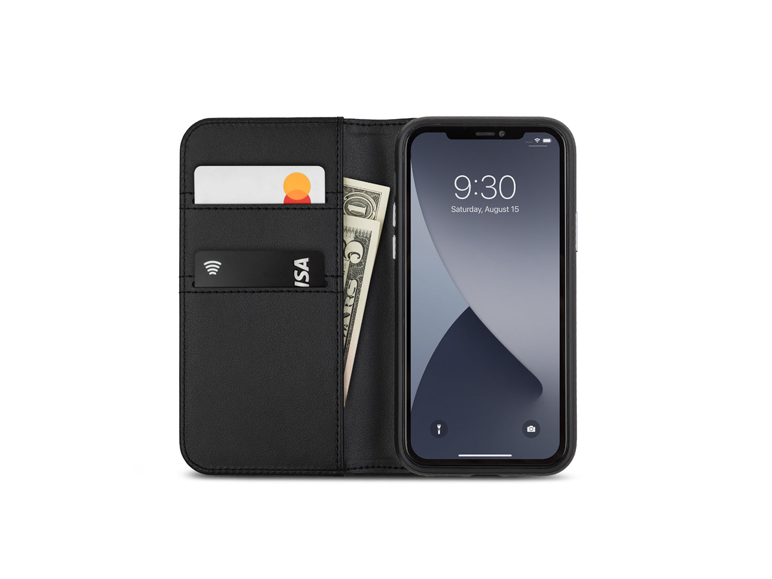 Moshi Overture Case w Detachable Magnetic Wallet за iPhone 12 mini (SnapToª) - Jet Black