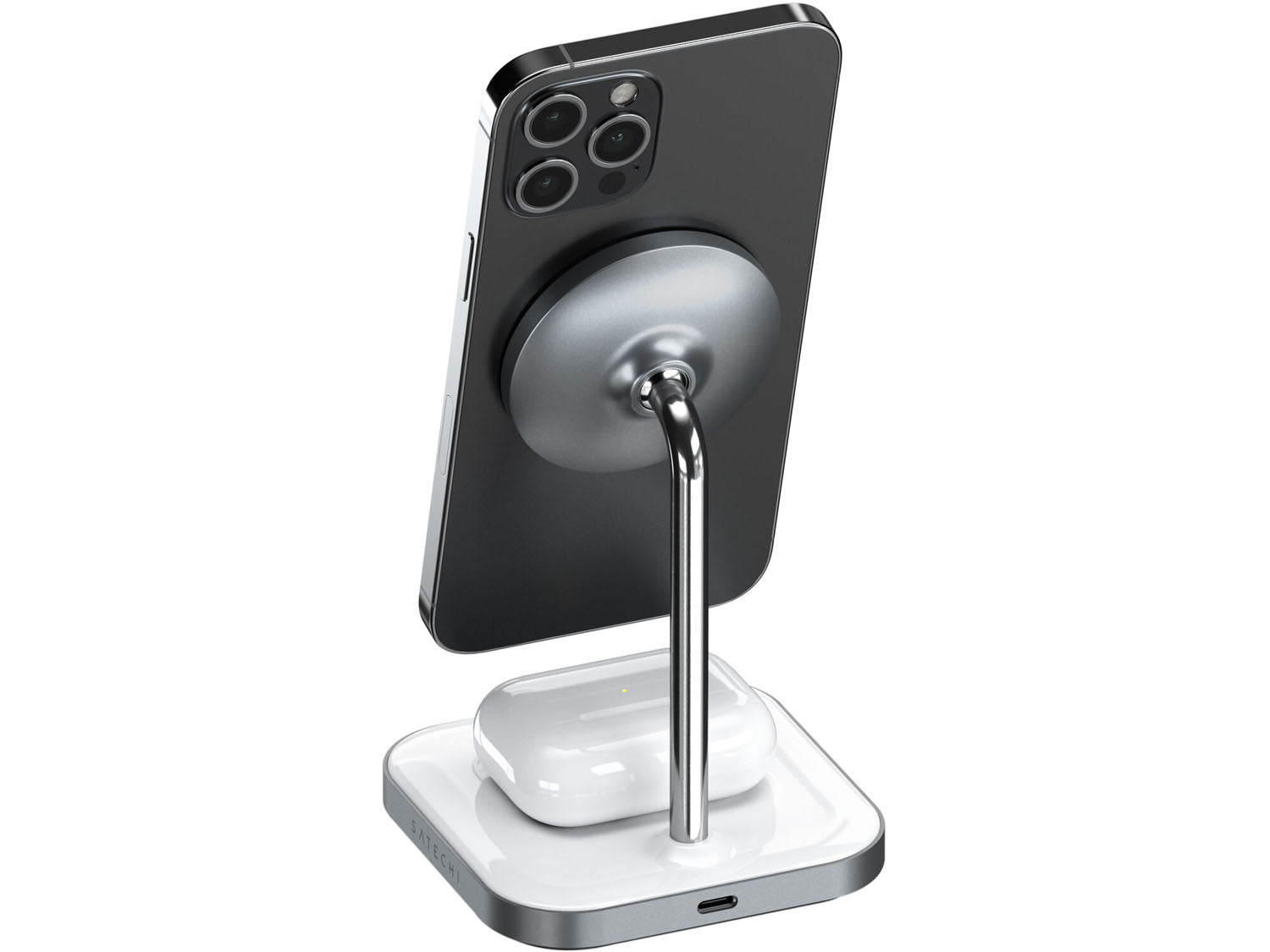 Satechi Aluminium 2-in-1 Magnetic Wireless Charging stand, white