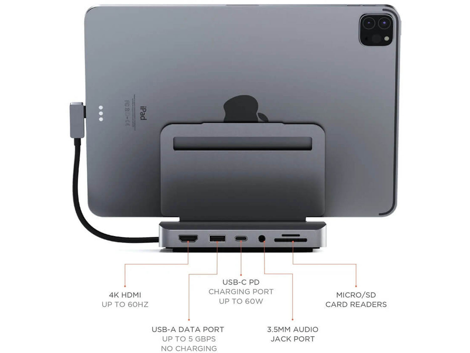 Satechi Aluminium Stand & Hub for iPad Pro, Space Grey