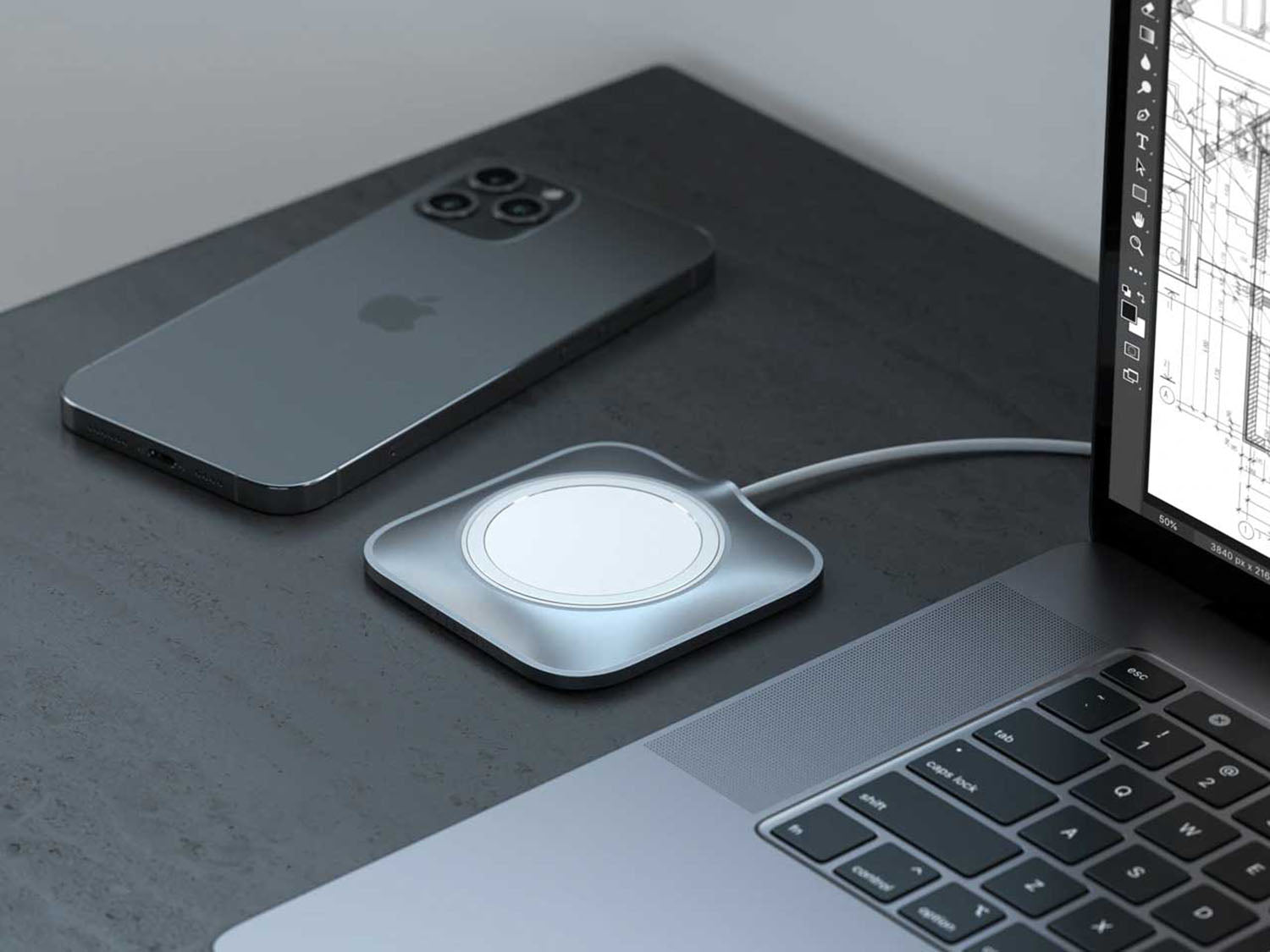 Satechi Aluminium Dock for Mag safe Charger - Space Grey
