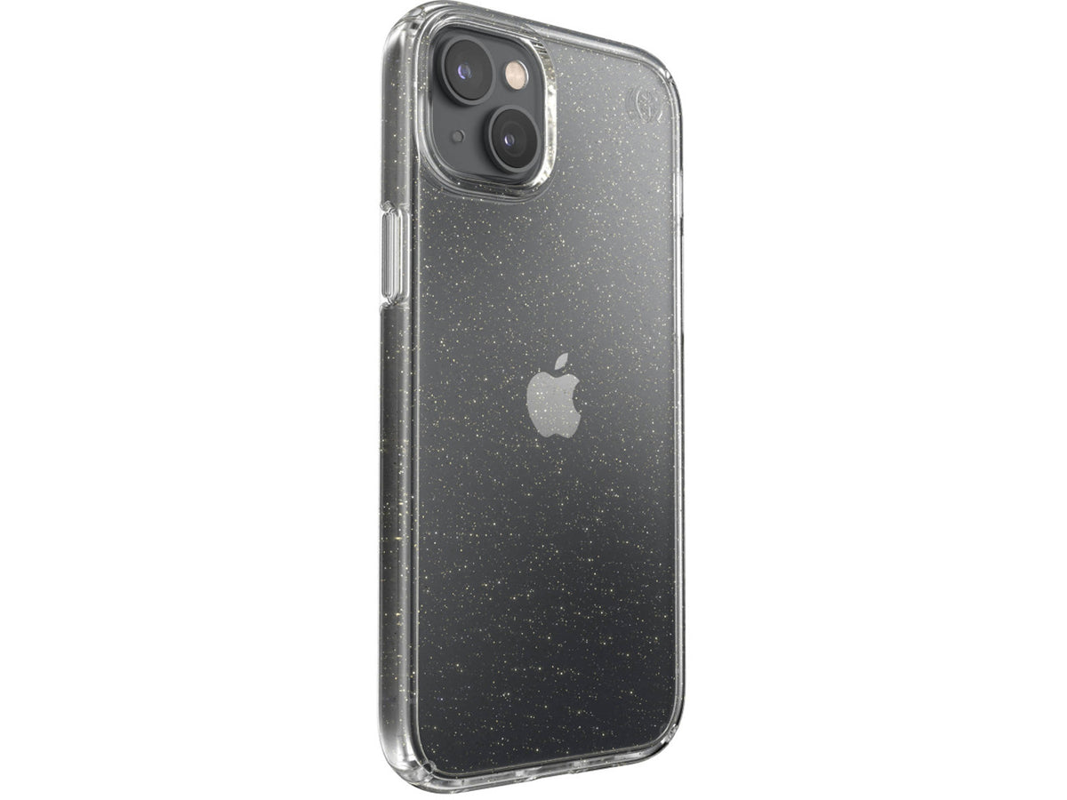 Speck iPhone 14 Plus, Presidio Perfect Clear Glitter (Clear/Clear w/Gold Giitter)