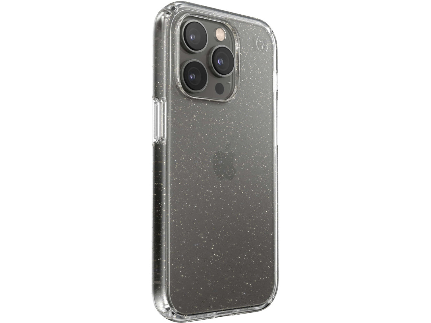 Speck iPhone 14 Pro, Presidio Perfect Clear Glitter (Clear/Clear w/Gold Giitter)