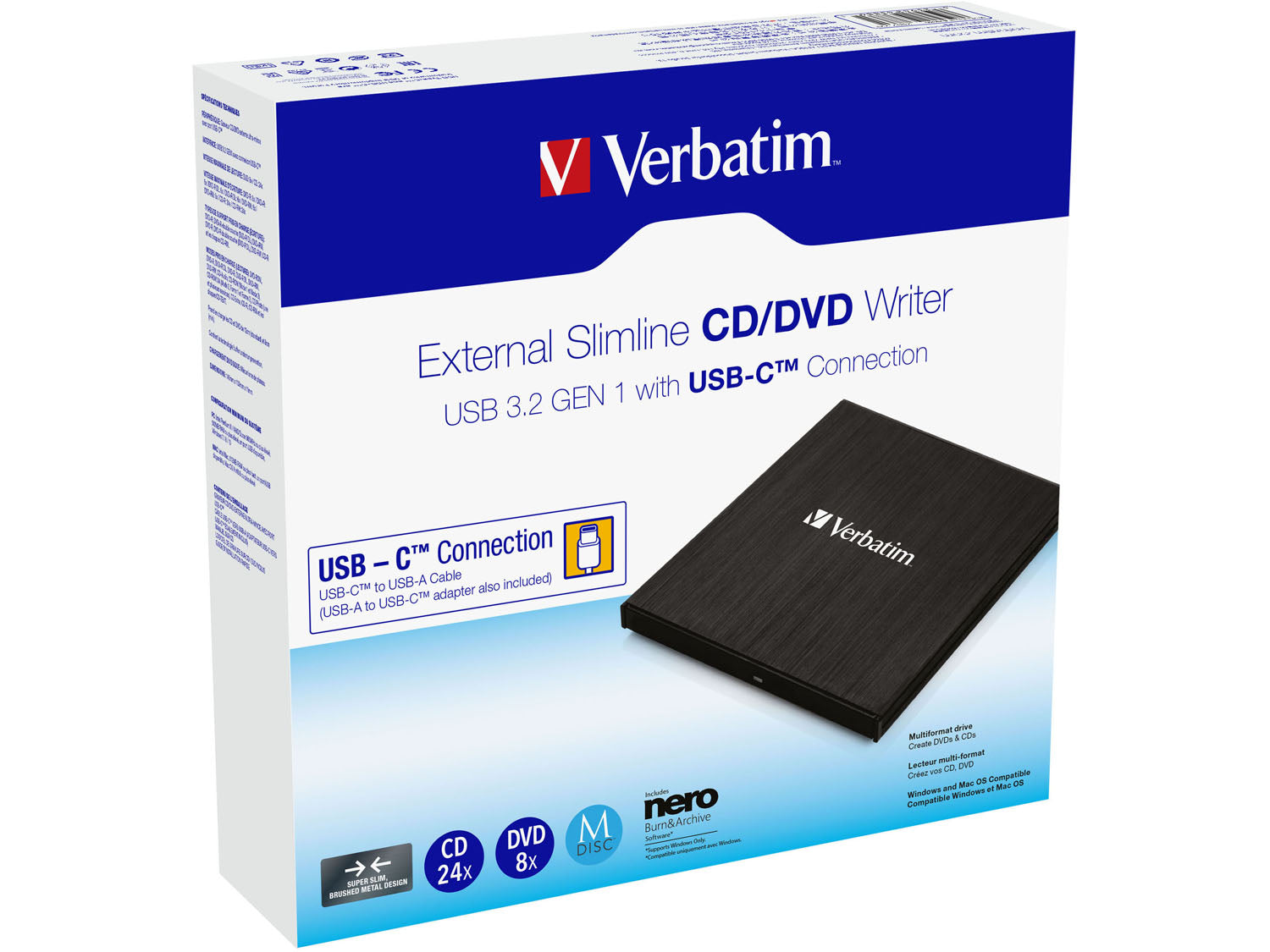Verbatim External Slimline CD/DVD Writer