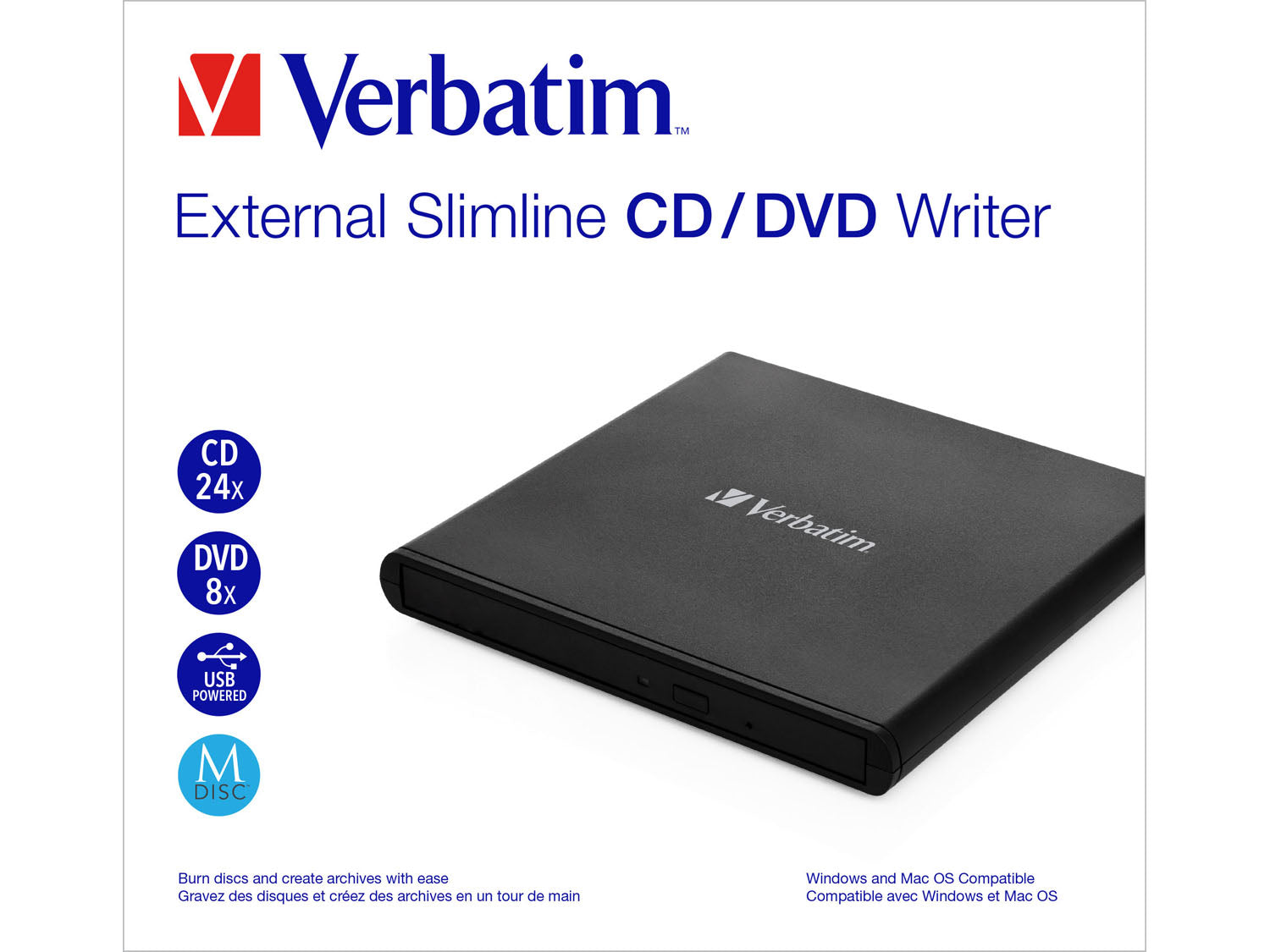 Verbatim Mobile DVD ReWriter USB 2.0 Black (Light Version)
