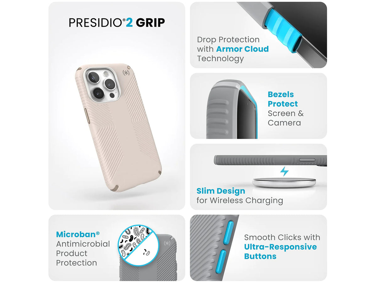 Speck iPhone 15 Pro Presidio2 Grip Bleached Bone/Heirloom
