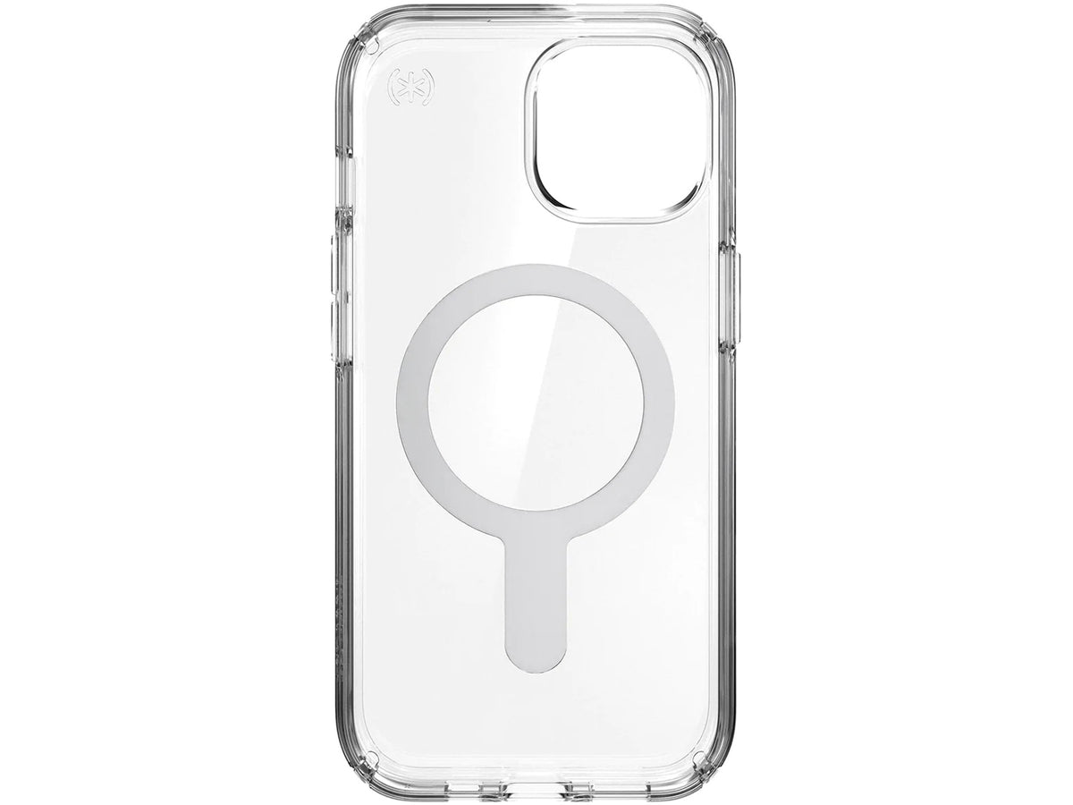 Speck Presidio Perfect-Clear MagSafe with ClickLock iPhone 15, Clear/Chrome