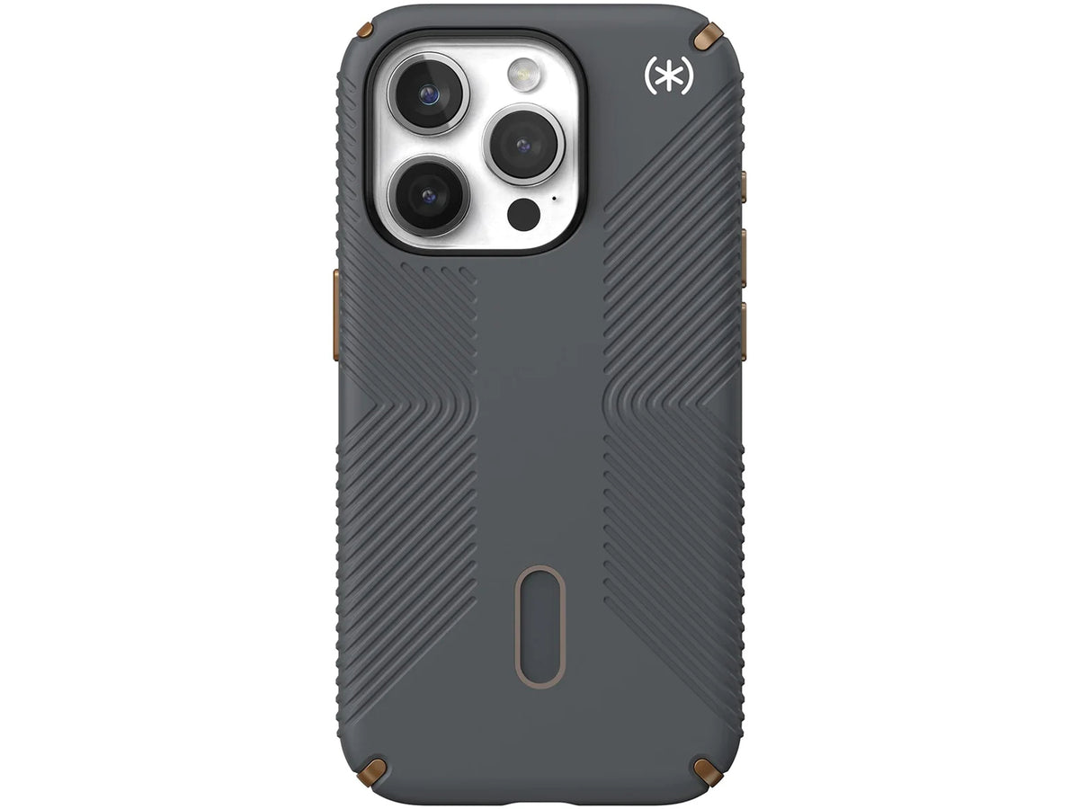 Speck Presidio2 Grip MagSafe with ClickLock iPhone 15 Pro, Charcoal Grey/Cool Bronze
