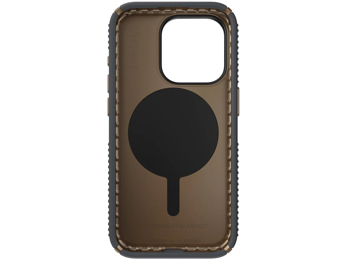 Speck Presidio2 Grip MagSafe with ClickLock iPhone 15 Pro, Charcoal Grey/Cool Bronze