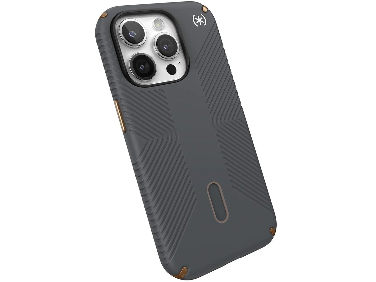 Speck Presidio2 Grip MagSafe with ClickLock iPhone 15 Pro, Charcoal Grey/Cool Bronze
