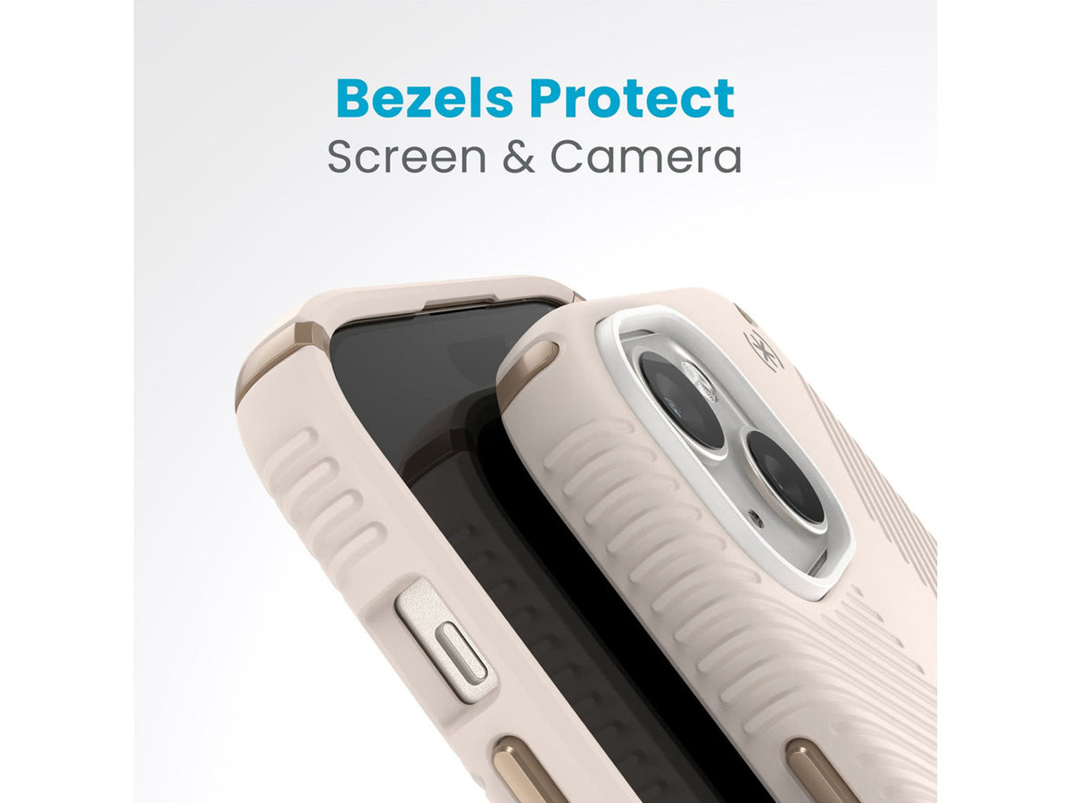 Speck iPhone 15, iPhone 16e Presidio2 Grip Bleached Bone/Heirloom Gold