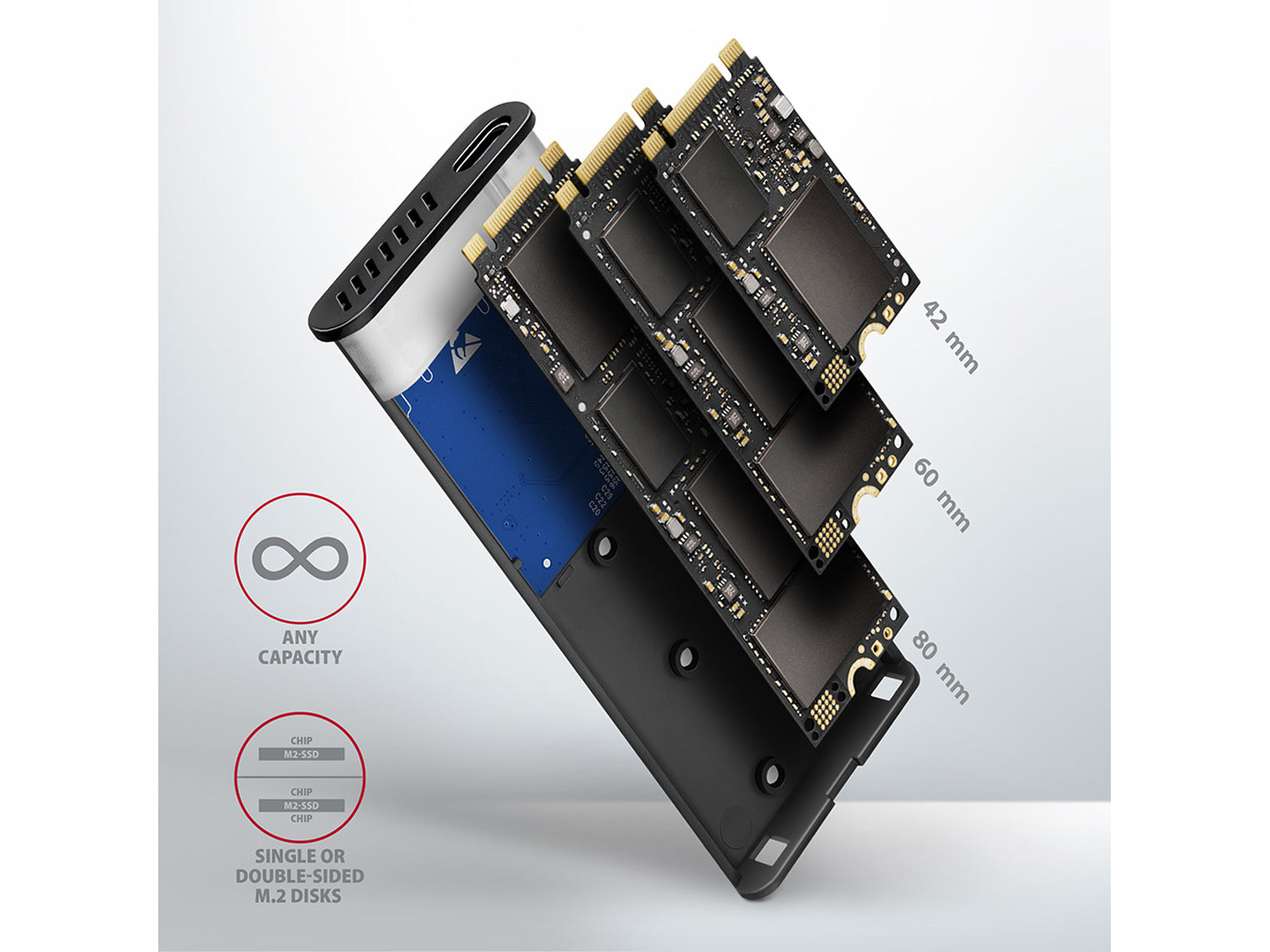 AXAGON EEM2-SG2 SSD Thin Screwless Box