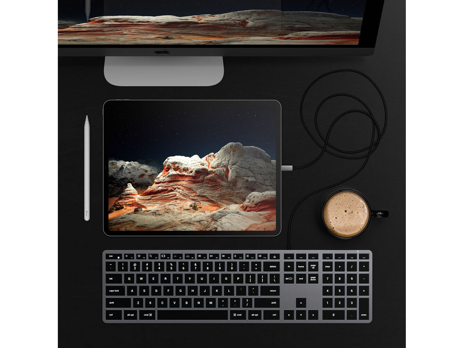 Satechi Slim W3 Wired Backlit Keyboard, US - Space Grey
