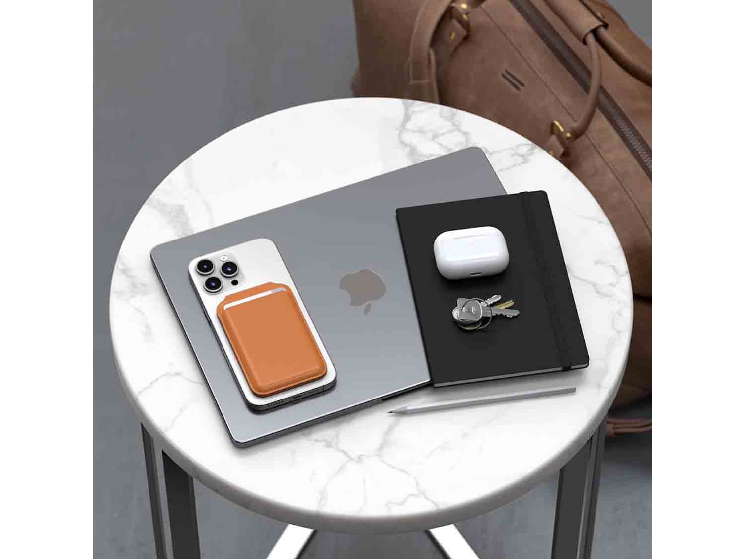 Satechi Vegan-Leather Magnetic Wallet Stand- Orange