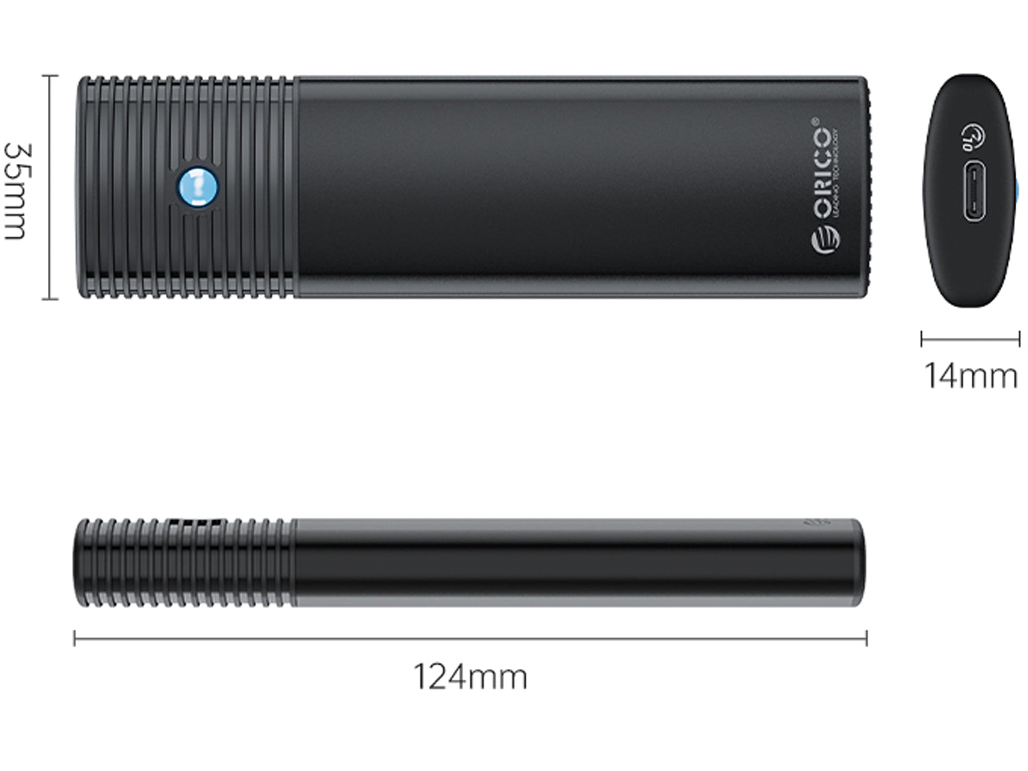 Orico PWM2-BL-EP M.2 NVMe M/B key Black - PWM2-G2
