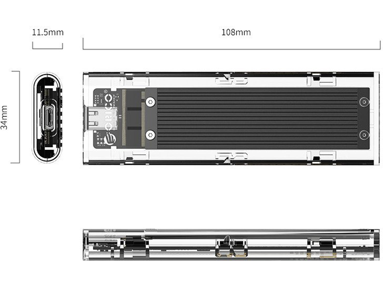 Orico TCM2-C3 M.2 Storage Case M.2 NVMe M Black