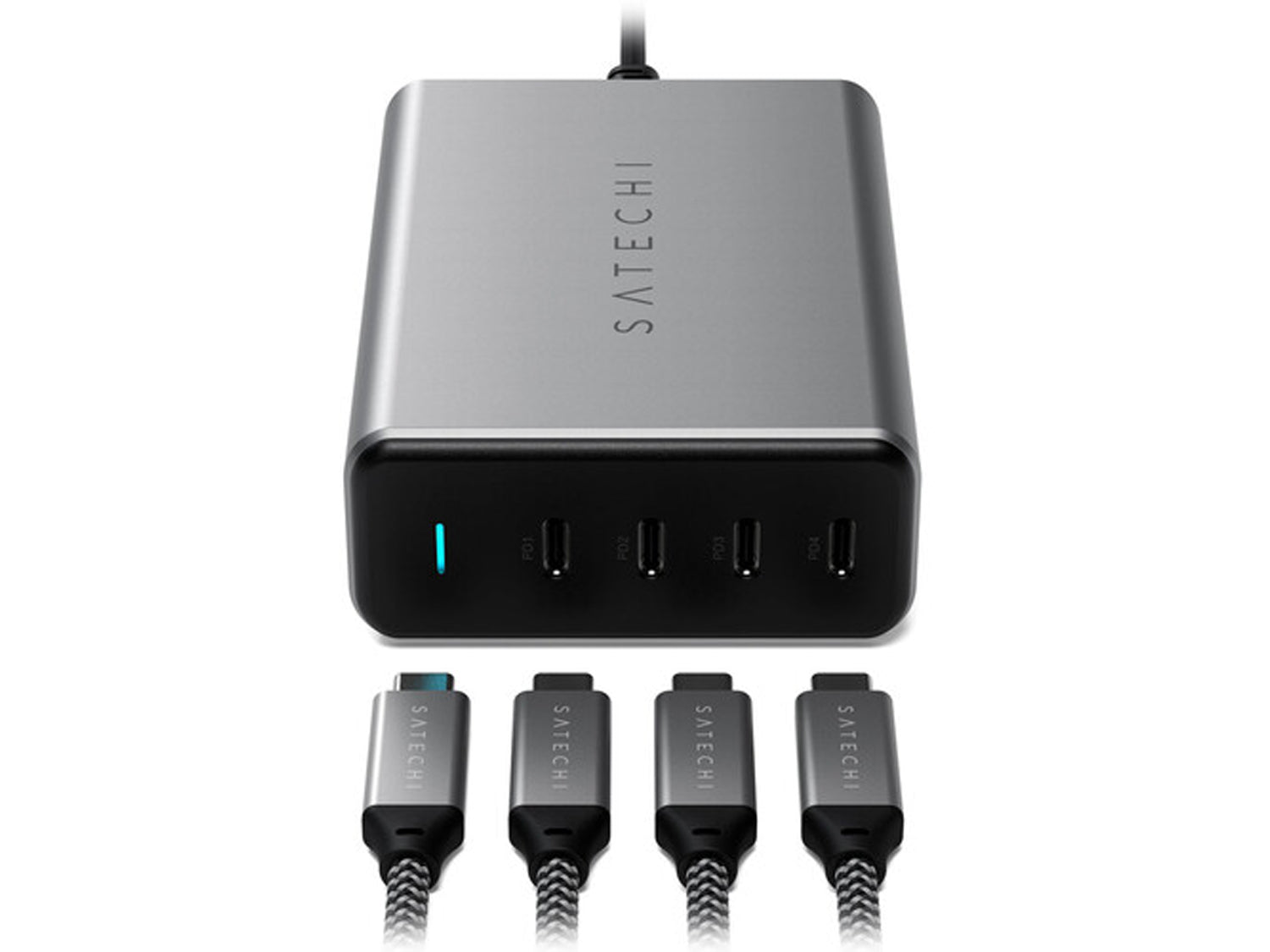 Satechi 165W USB-C 4-PORT PD GAN зарядно устройство (4xUSB-C до 100W)