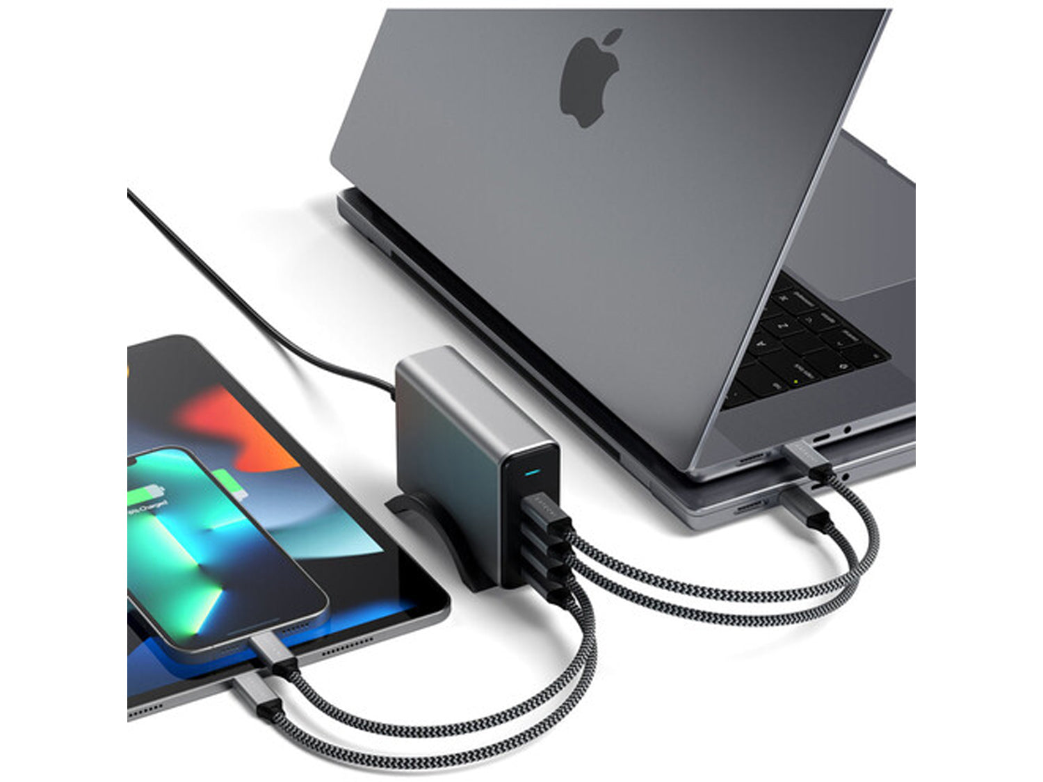 Satechi 165W USB-C 4-PORT PD GAN зарядно устройство (4xUSB-C до 100W)