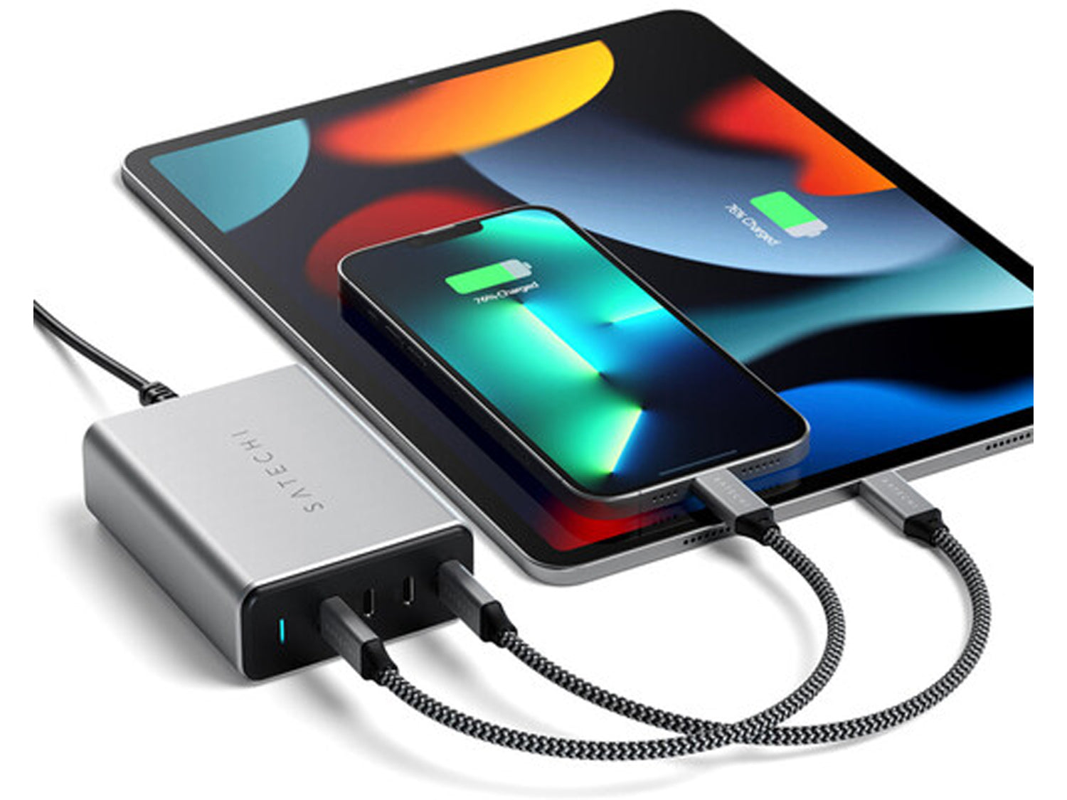 Satechi 165W USB-C 4-PORT PD GAN зарядно устройство (4xUSB-C до 100W)