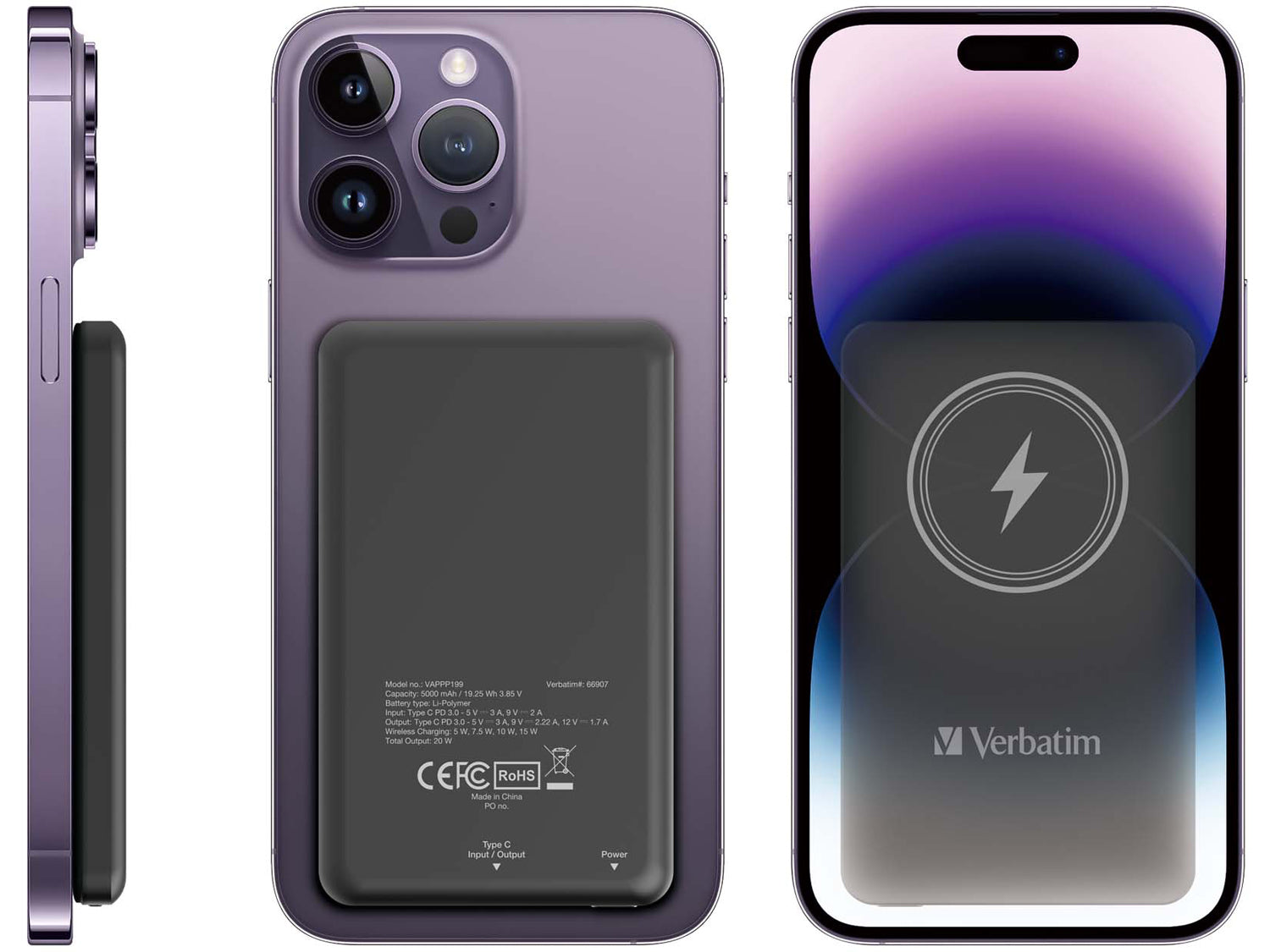 Verbatim Charge ´n´ Go Magnetic Wireless Power Bank 5000 Black