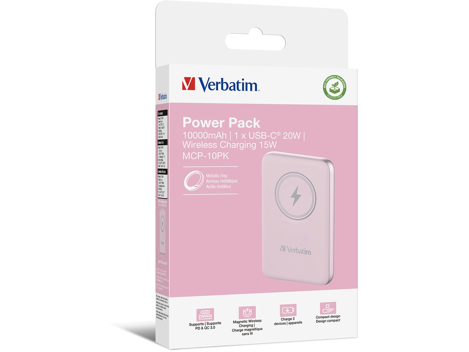 Verbatim Charge ´n´ Go Magnetic Wireless Power Bank 10000 Pink