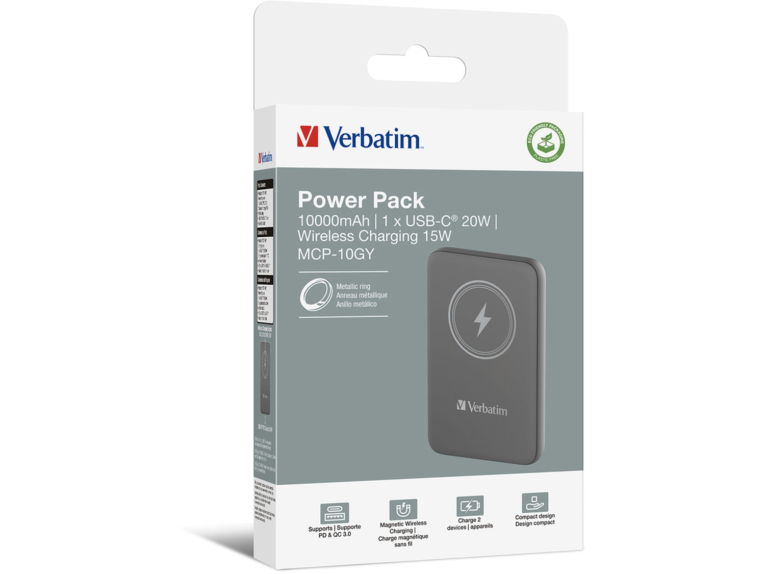Verbatim Charge ´n´ Go Magnetic Wireless Power Bank 10000 Grey