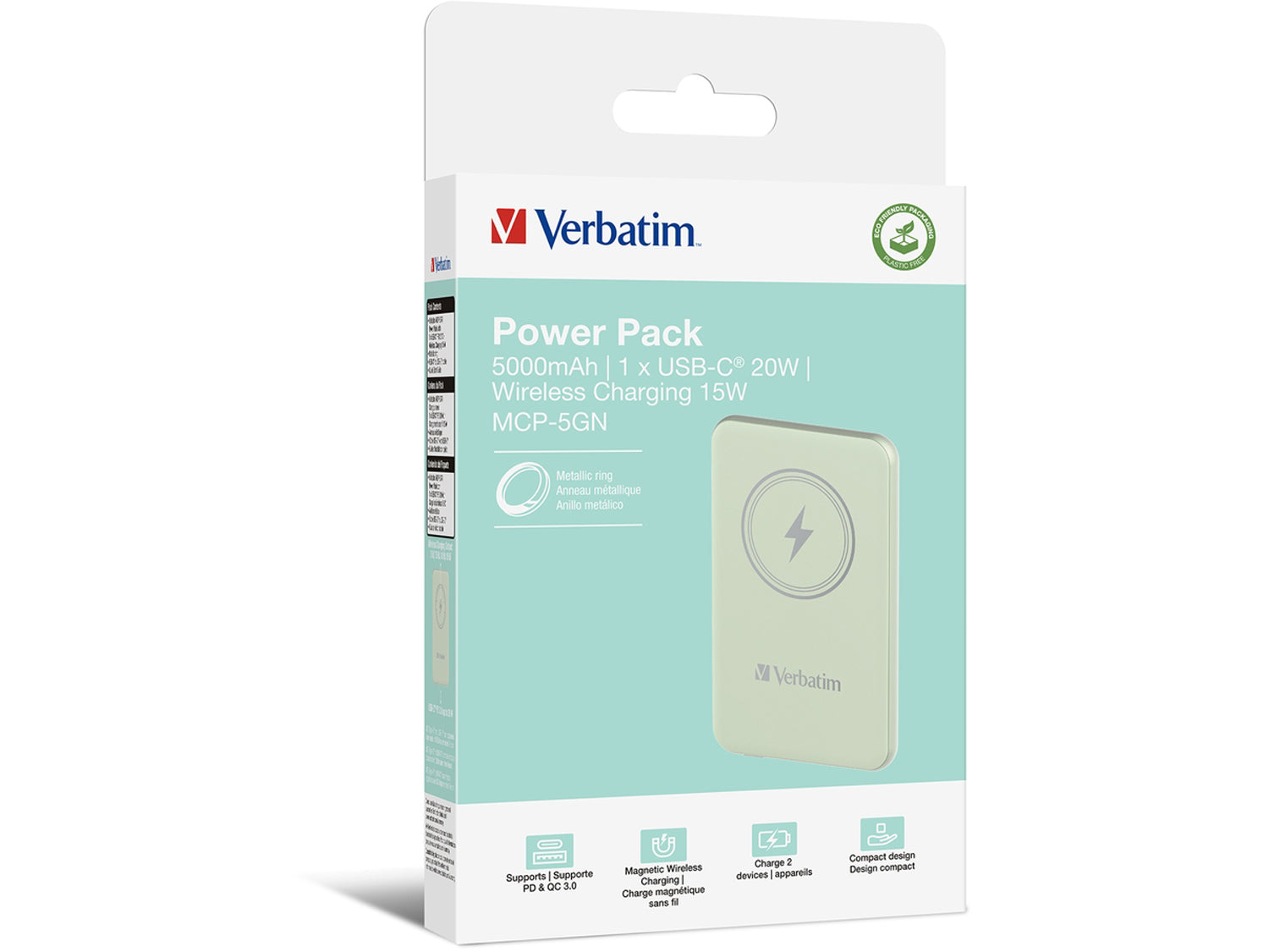 Verbatim Charge ´n´ Go Magnetic Wireless Power Bank 5000 Green