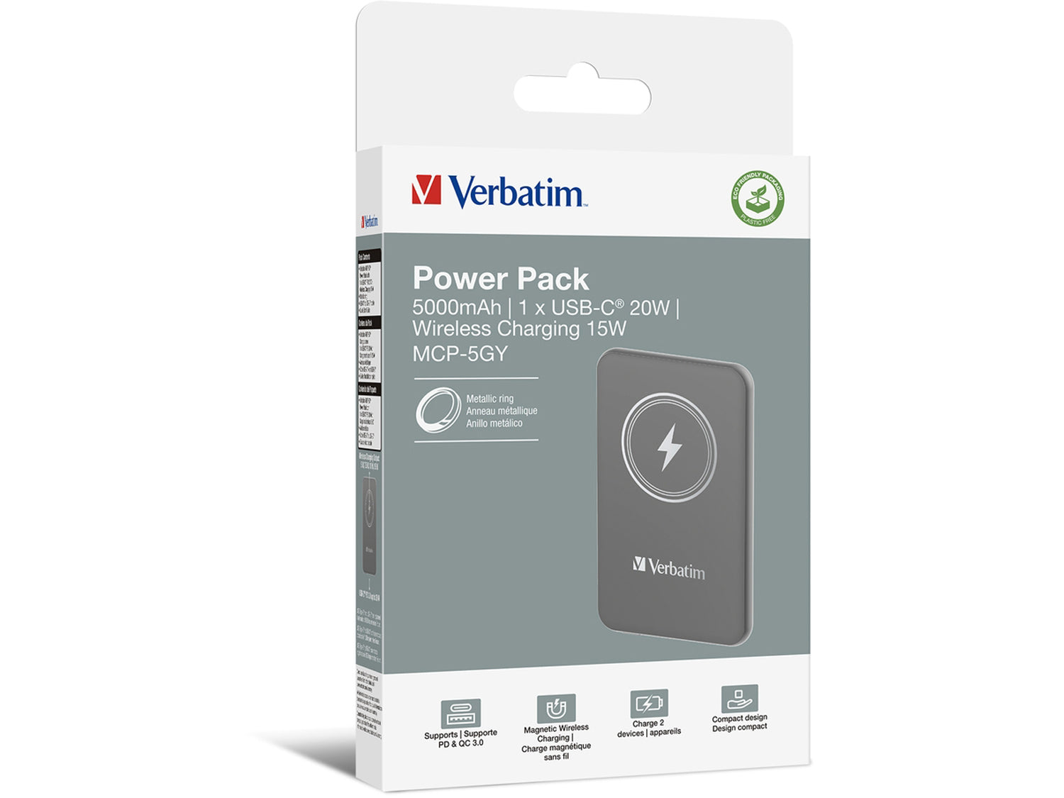 Verbatim Charge ´n´ Go Magnetic Wireless Power Bank 5000 Grey