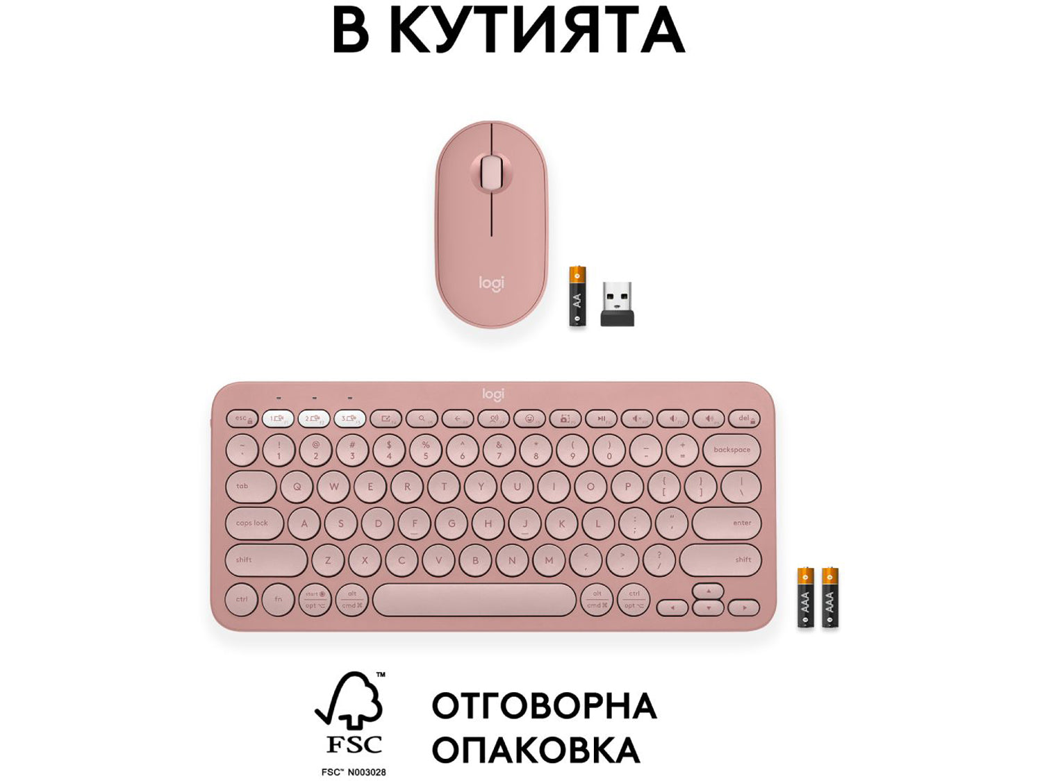 Logitech Pebble 2 Combo - Tonal Rose US