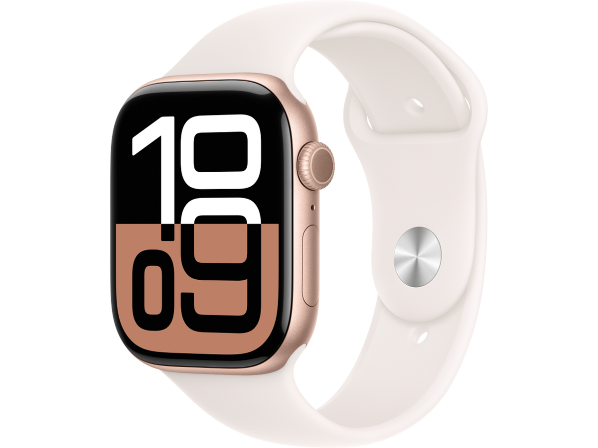 Apple Watch Series 10 GPS 46mm Rose Gold Aluminium Case with Light Blush Sport Band - M/L