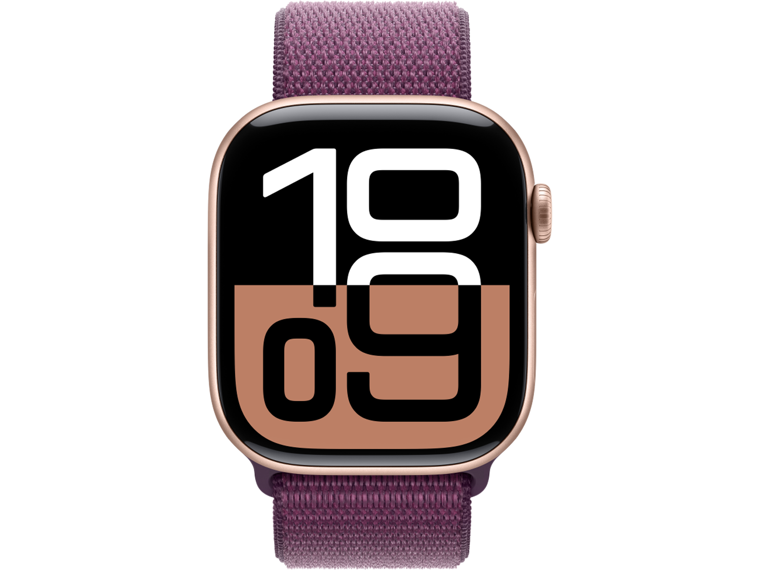 Apple Watch Series 10 GPS 46mm Rose Gold Aluminium Case with Plum Sport Band - M/L