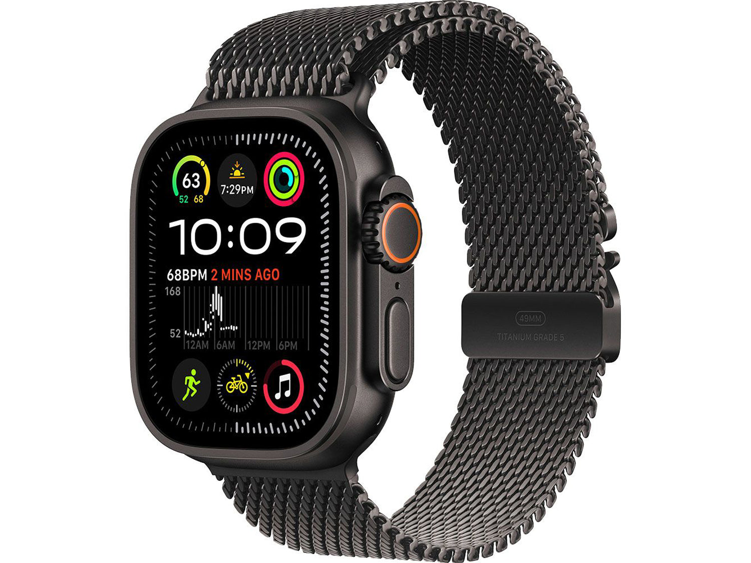 Apple Watch Ultra 2 GPS + Cellular 49mm Black Titanium Case with Black Titanium Milanese Loop - S