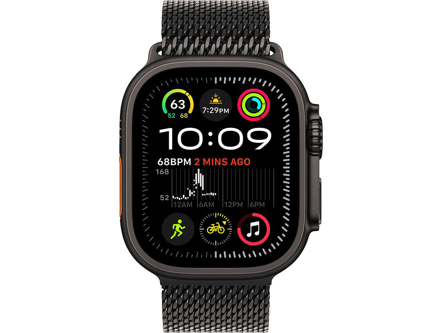 Apple Watch Ultra 2 GPS + Cellular 49mm Black Titanium Case with Black Titanium Milanese Loop - S