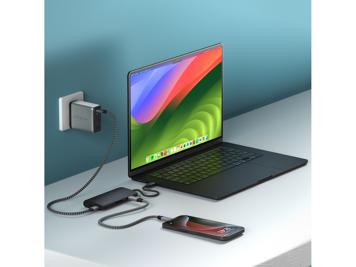 Satechi USB-C многопортов адаптер 8K с Ethernet V3 - Midnight