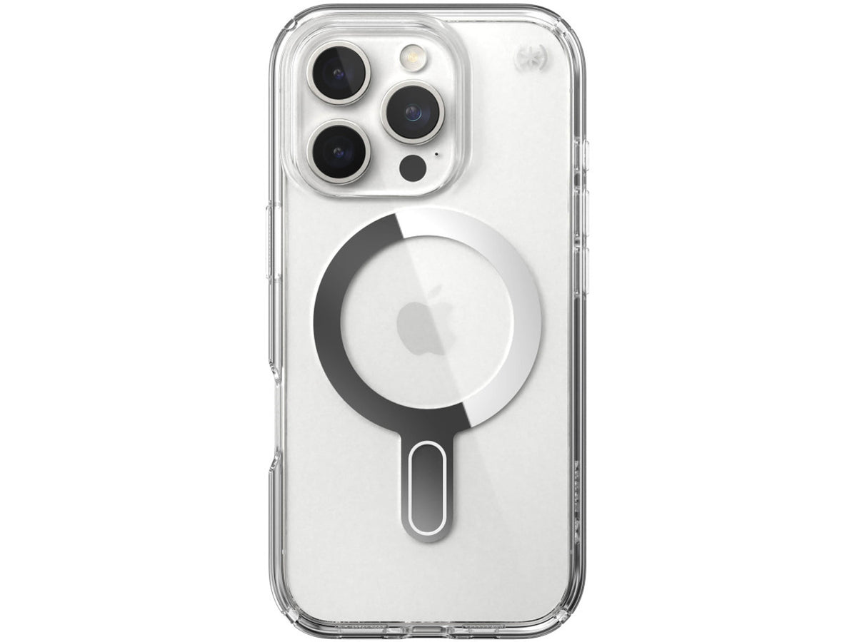 Speck Presidio Perfect-Clear MagSafe With Click&Lock iPhone 16 Pro, Clear/Chrome