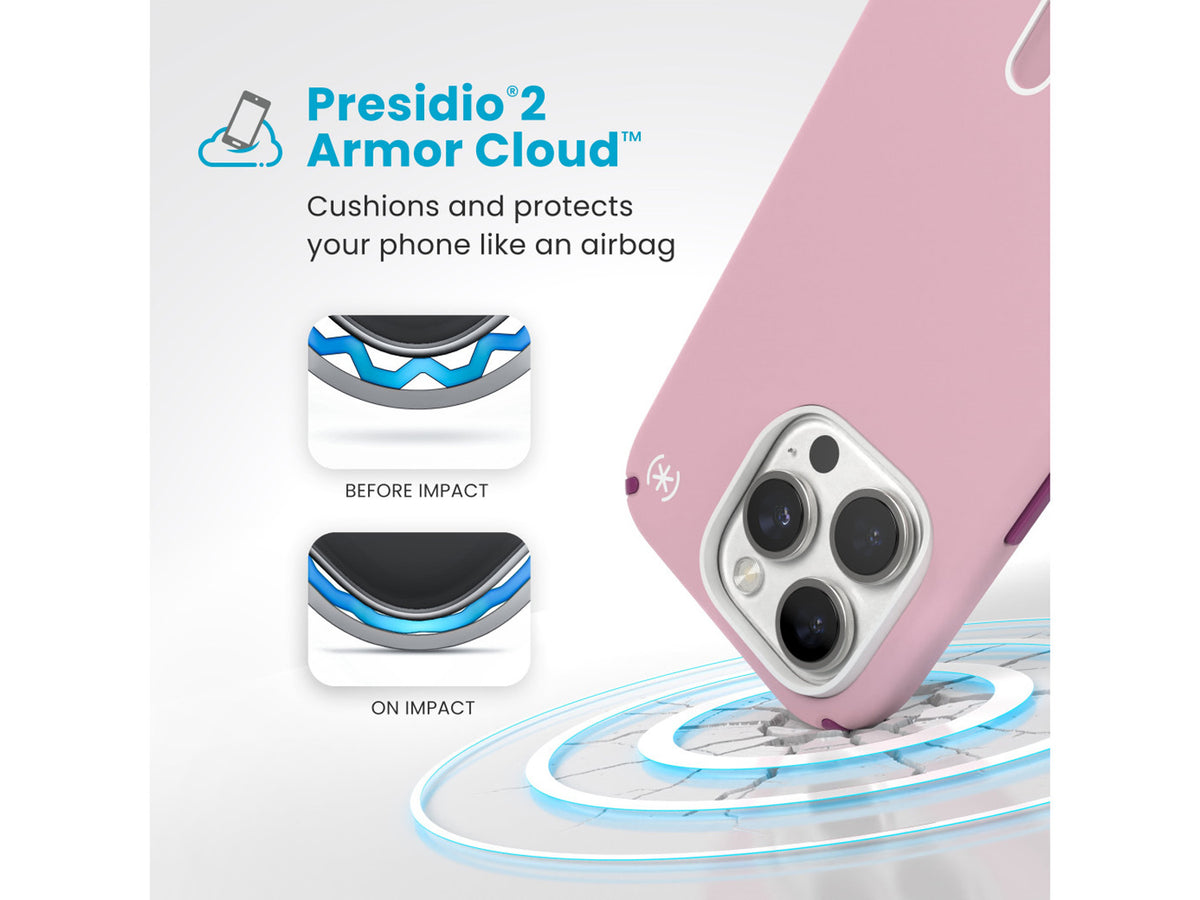 Speck Presidio2 Pro, за iPhone 16 Pro, MagSafe + ClickLock, Wednesday Pink
