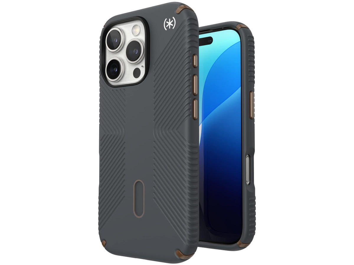Speck Presidio2 Grip, за iPhone 16 Pro, MagSafe + ClickLock, Charcoal Grey