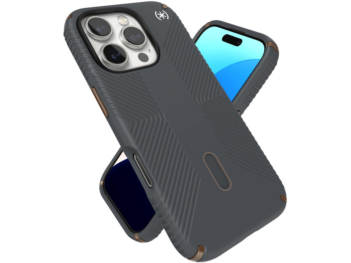 Speck Presidio2 Grip, за iPhone 16 Pro, MagSafe + ClickLock, Charcoal Grey