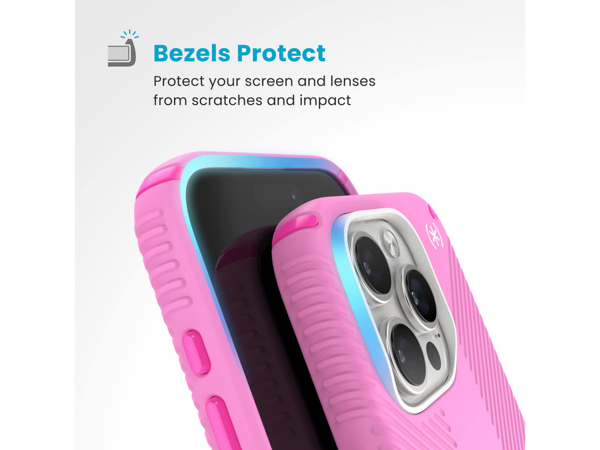 Speck Presidio2 Grip, за iPhone 16 Pro, MagSafe + ClickLock, Black - Shocking Pink