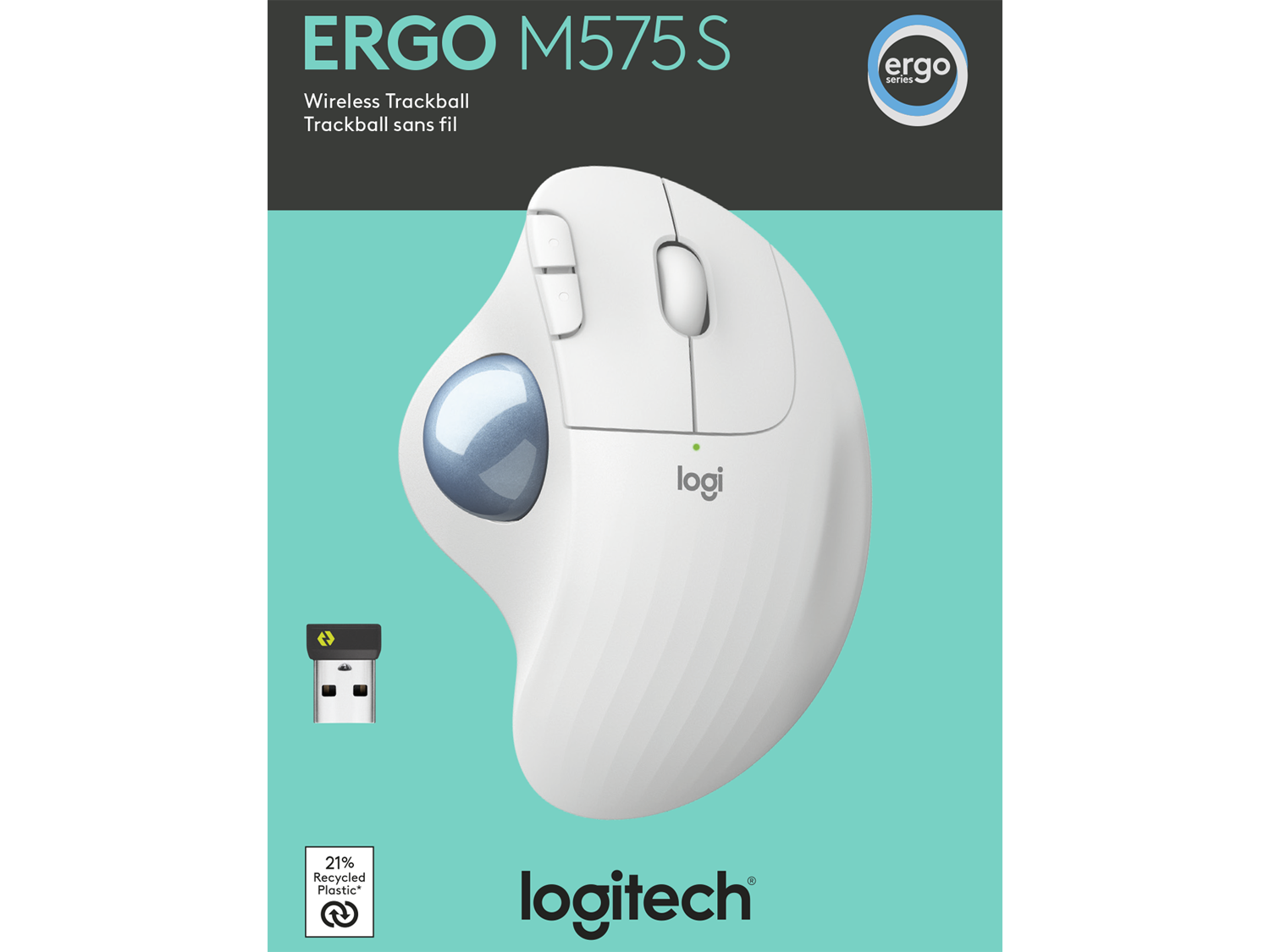 Logitech ERGO M575S, Off-White + Blue Ball
