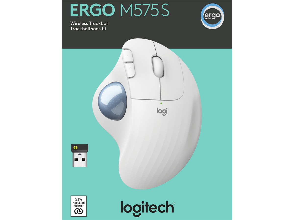 Logitech ERGO M575S, Off-White + Blue Ball